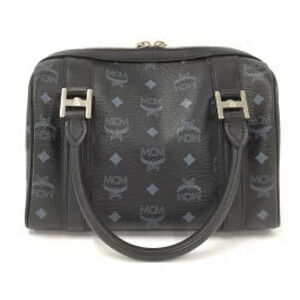 Mcm Boston Black Bag Visetos Leather